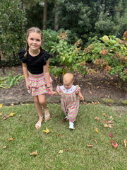 Santa Smocked Christmas Plaid Bubble