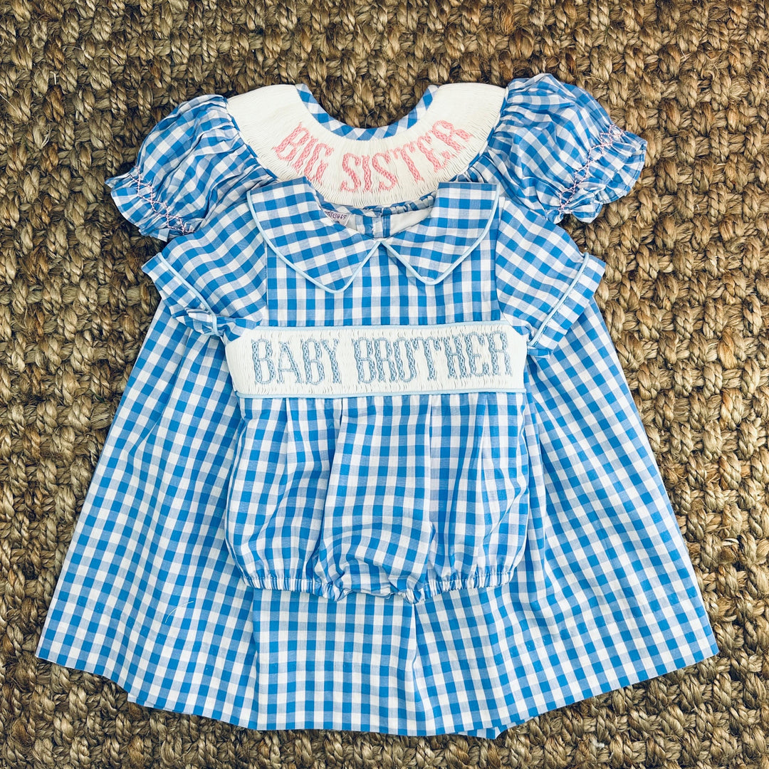 blue gingham baby dress COWL BACKLESS DRESS main image 1