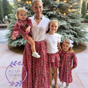 Red Floral Lady's Maxi Skirt