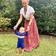 Red Floral Lady's Maxi Skirt