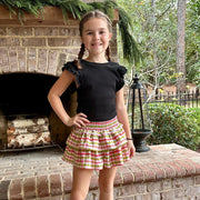 Christmas Plaid Smocked Ruffle Skirt