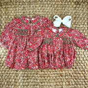 Red Floral Smocked Charlotte Bubble Romper