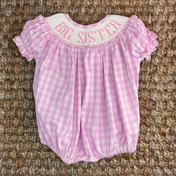 BIG Sister Smock Gingham Romper