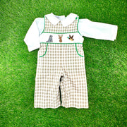 Hunter Smocked Longall in Tan Gingham with Pockets!