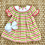 Santa Smocked Christmas Plaid Dress