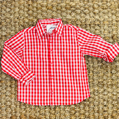 Red Gingham Boy's Shirt