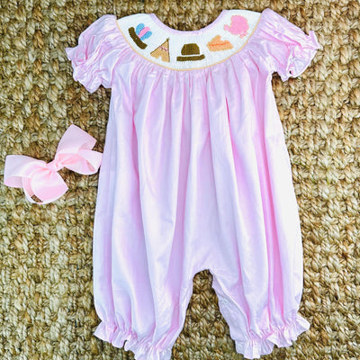 Smocked Thanksgiving Turkey Bubble in Pink