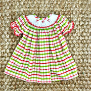 Santa Smocked Christmas Plaid Dress