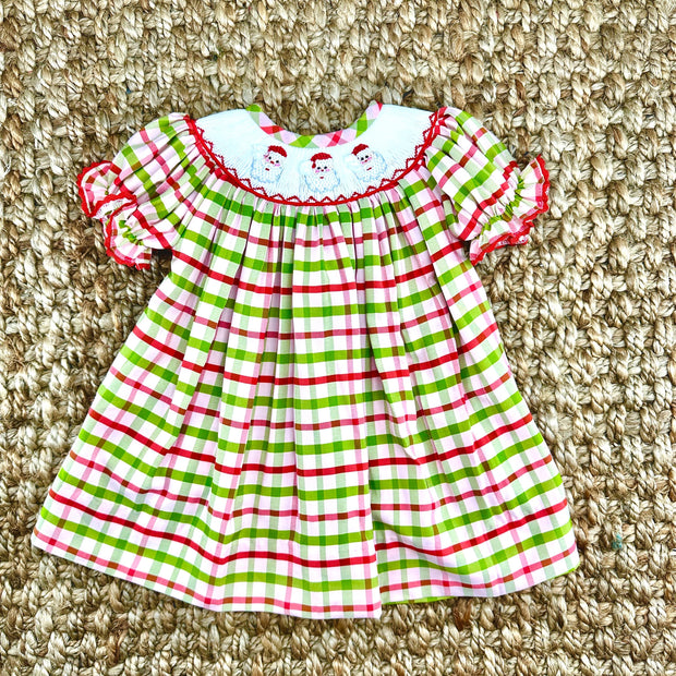 Santa Smocked Christmas Plaid Dress