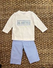 Big Brother Smocked Shirt in White long sleeves