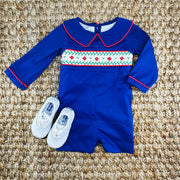 Navy Windsor Smocked Shortall
