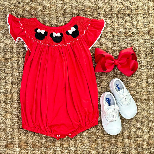 Mouse Ears Smocked Knit Romper