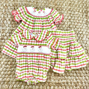 Santa Smocked Christmas Plaid Dress