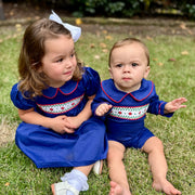 Navy Windsor Smocked Shortall