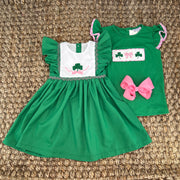 Shamrock and Bow French Knot Chantilly Dress