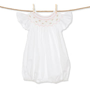 Smocked Rosette flutter sleeve romper