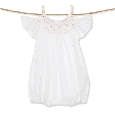 Smocked Rosette flutter sleeve romper