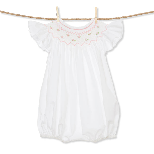 Smocked Rosette flutter sleeve romper