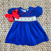 Navy Windsor Smocked Dress