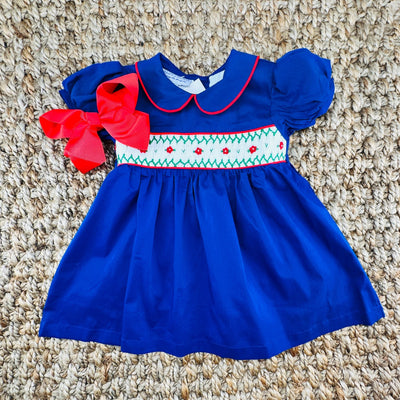 Navy Windsor Smocked Dress