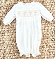 Smocked Cross Gown - Baptism, Christening, soft cotton, Baby Gift, baby girl, smocked baby outfit 776 *F