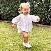 Smocked Cross Long-Sleeve Bubble Romper