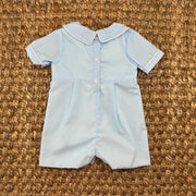 Flag Smocked Shortall with Collar in Blue