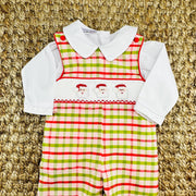 Santa Smocked Christmas Plaid Longall