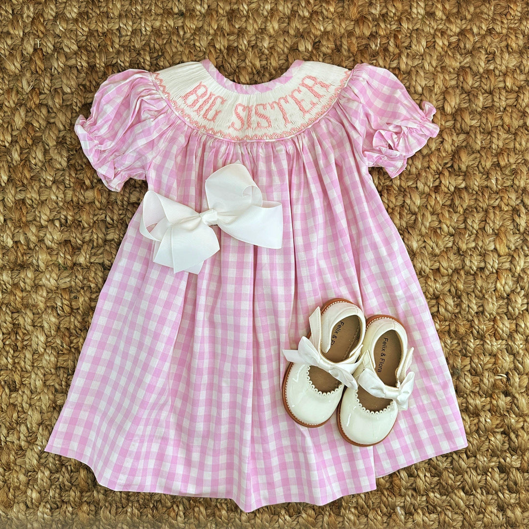 gingham smocked dress Smocked Big Sister Gingham Bishop Dress 6