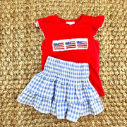 Blue Gingham Ruffle Skirt