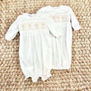 Smocked Cross Baby Gown- Baptism, Christening, soft cotton, baby boy, Baby Gift, Baby Boy, smocked baby outfit 775 *F
