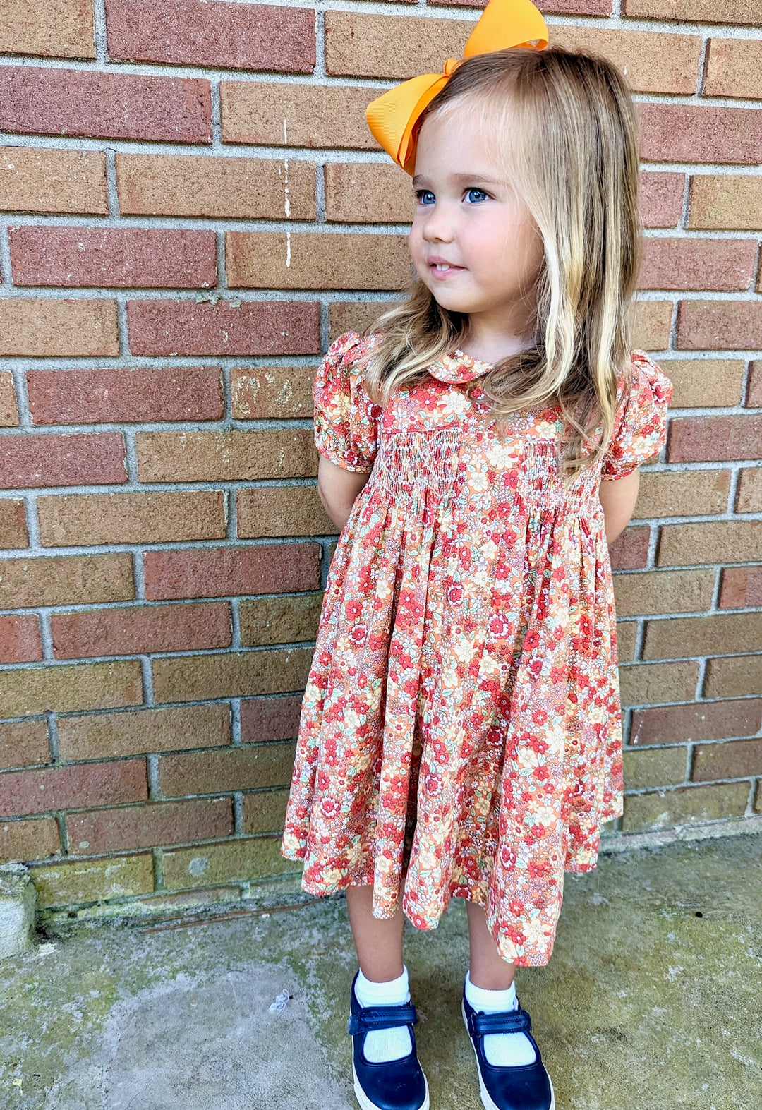 Smocked Charlotte Dress- Marigold Liberty Print