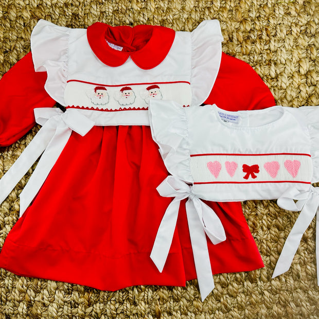 smocked christmas dresses Santa Smocked Christmas + Valentine Dress, 3 outfits in 1 with removable tops
