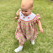 Santa Smocked Christmas Plaid Bubble
