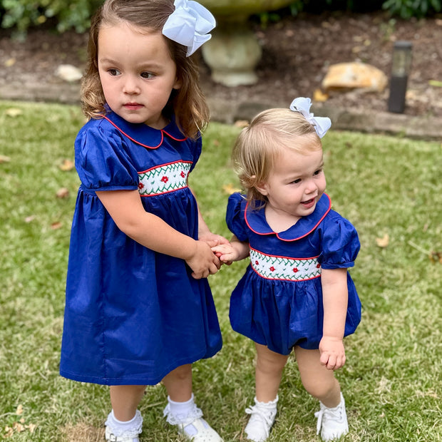 Navy Windsor Smocked Dress