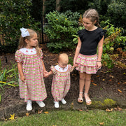 Santa Smocked Christmas Plaid Bubble