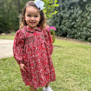 Red Floral Charlotte Smocked Dress
