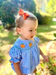 Smocked Pumpkin Bishop Romper in Gingham