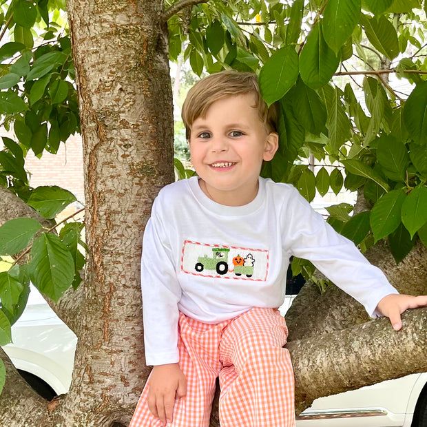 Smocked Halloween Tractor Shirt