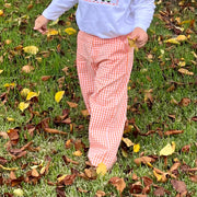 Boy's Pants in Orange Gingham with Pockets