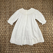 Smocked Cross Dress in White with Cream Crosses and Long Sleeves