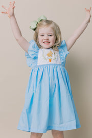 Bunny French Knot Avignon Dress in Blue