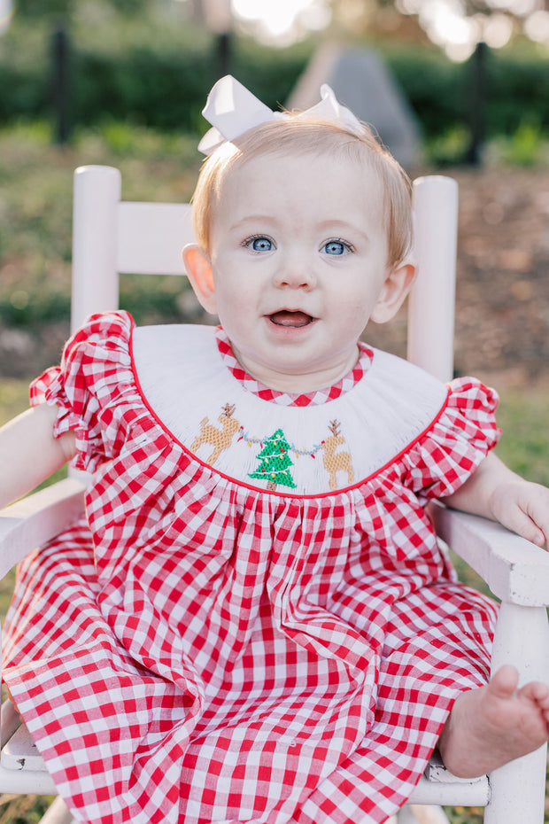 Mischievous Reindeer Smocked Dress