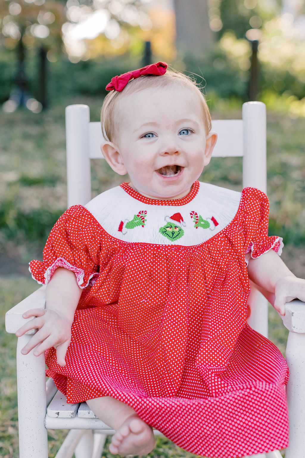 Baby smocked christmas dress hotsell