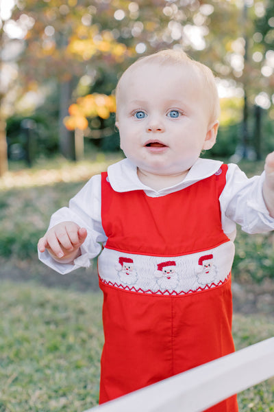 Smocked Santa Longall in Red