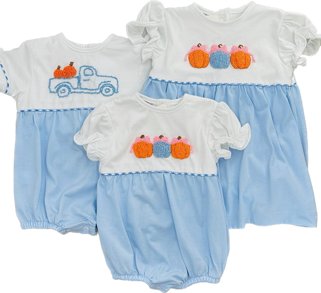 Sugar Dumplin French Knot Pumpkin Baby Girl Apron Fall Set, Size 18 hot Months