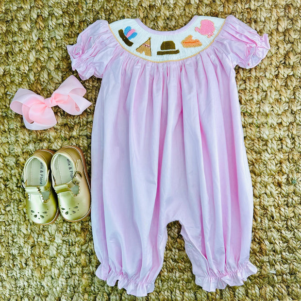 Smocked Thanksgiving Turkey Bubble in Pink