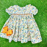 Autumn Floral London Smocked Dress - Vintage Style, Baby Girl, Heirloom Dress, Spring, Fall, Thanksgiving, Halloween 734 *G