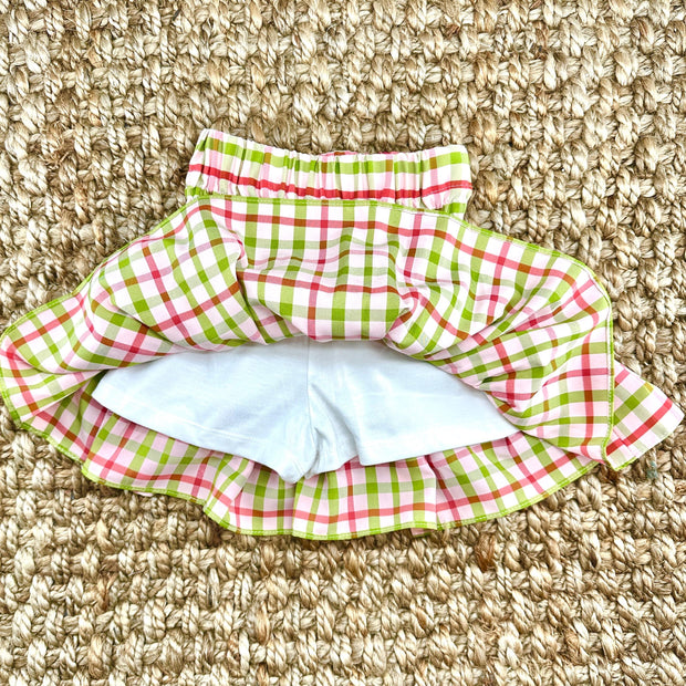 Christmas Plaid Smocked Ruffle Skirt
