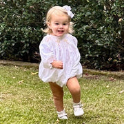 Smocked Cross Long-Sleeve Bubble Romper